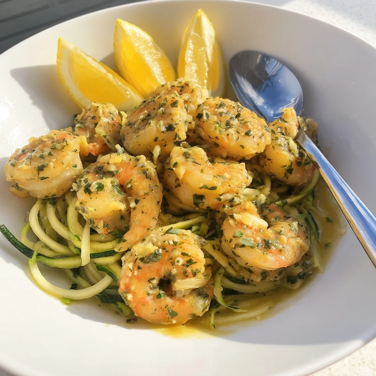 Fresh herbs and zesty lemon sauce coat the shrimp in this nourishing Light & Bright Lemon Herb Shrimp Scampi.