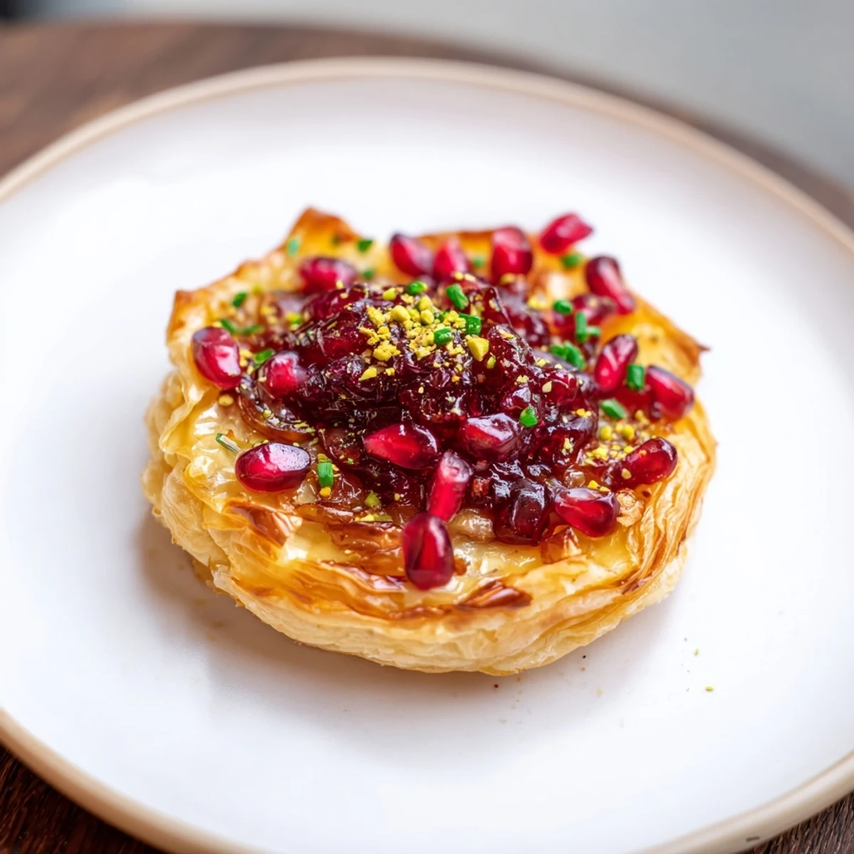 Melted Brie sits in a pastry cup, a spoonful of raspberry preserves, Fireworks Brie Tartlets ready for the oven.