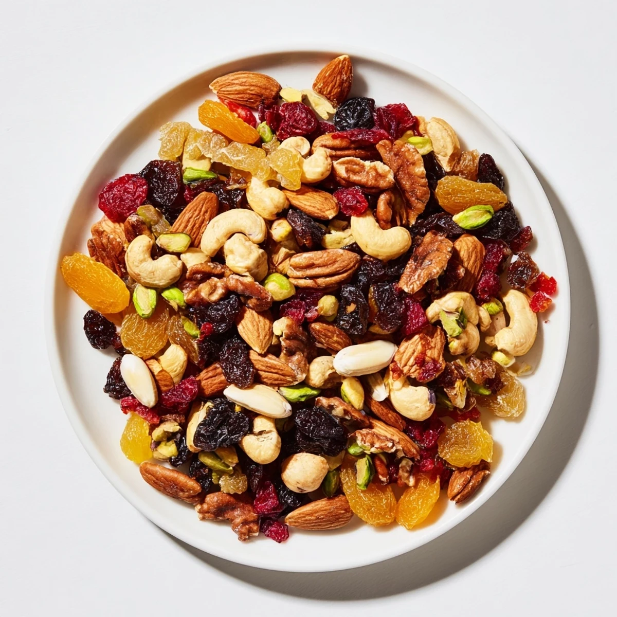 This inviting image shows a colorful mix of assorted nuts and dried fruit for your party.