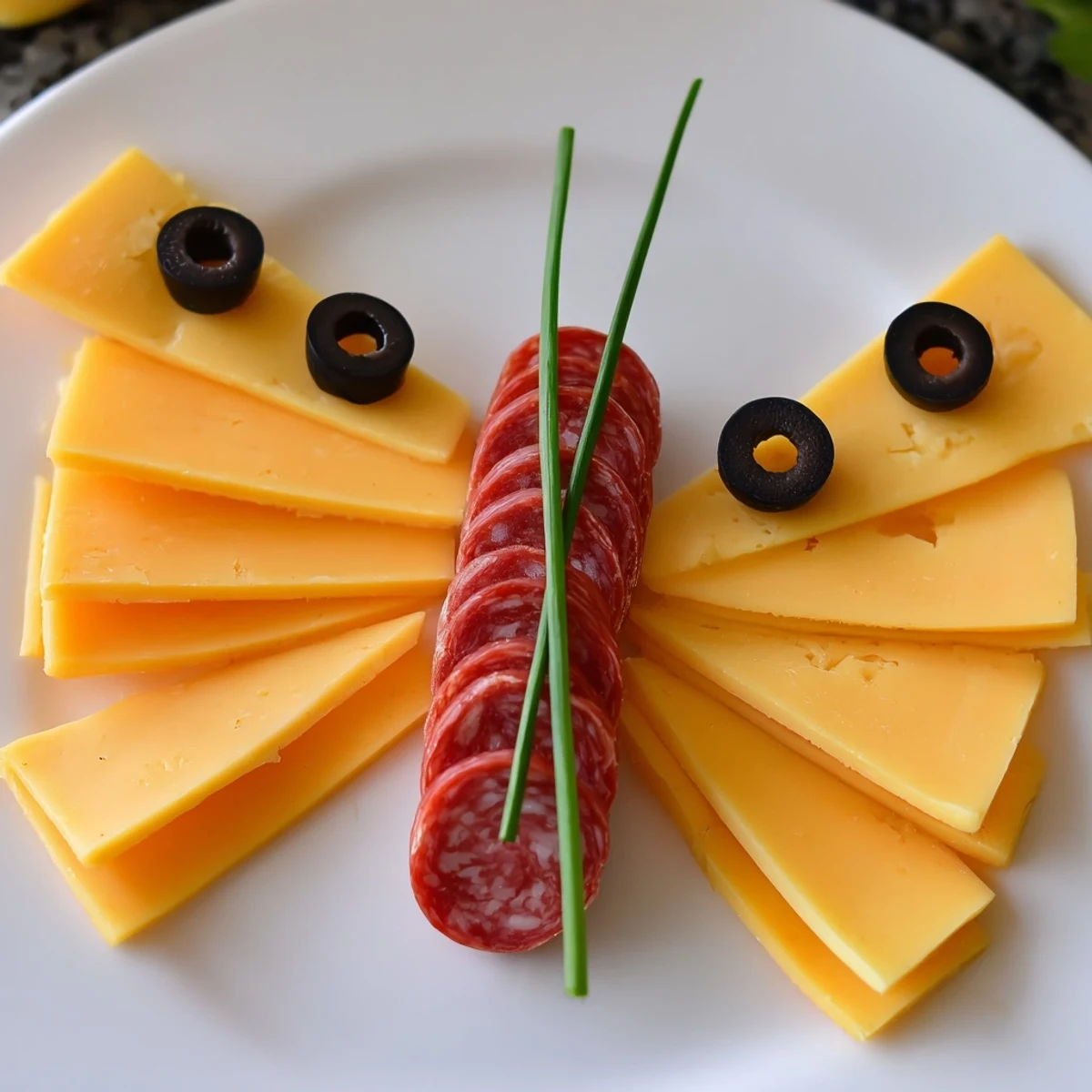 Cheesy cheddar wings and a salami body create a fun Butterfly Migration appetizer perfect for parties.