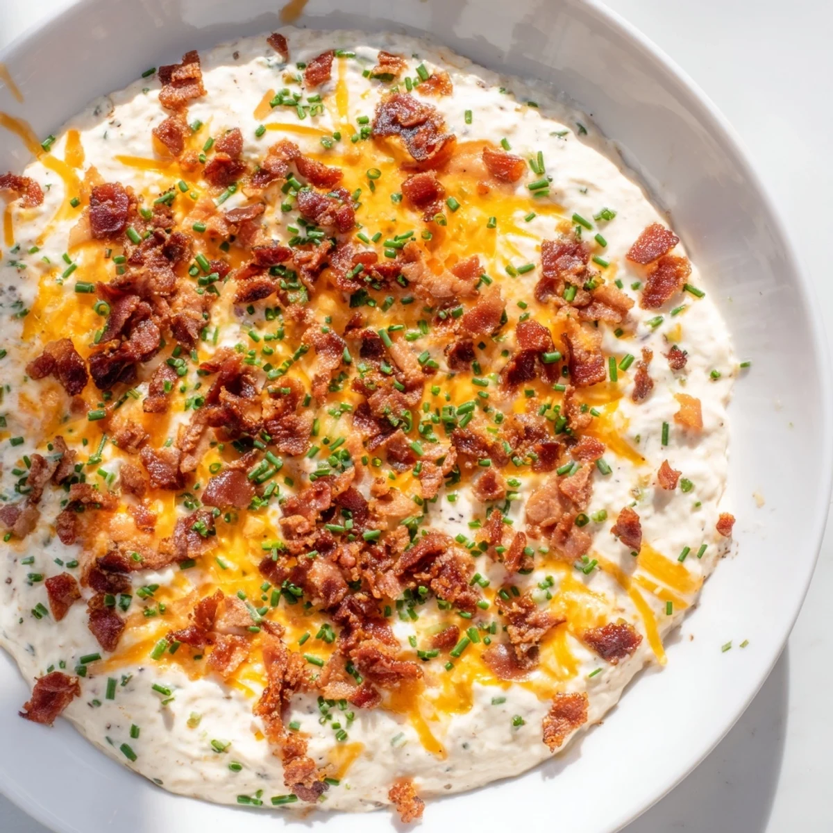 This flavorful, cheesy bacon ranch dip, a crowd-pleasing appetizer, is perfect for any gathering.