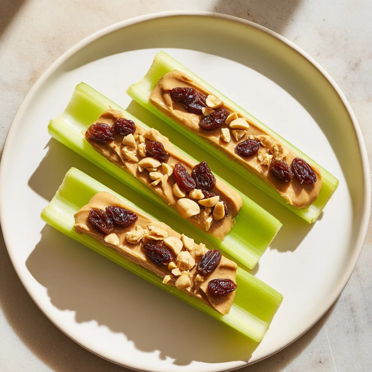 Crisp celery sticks brimming with creamy peanut butter, a delightful Peanut Butter Celery Sticks snack.