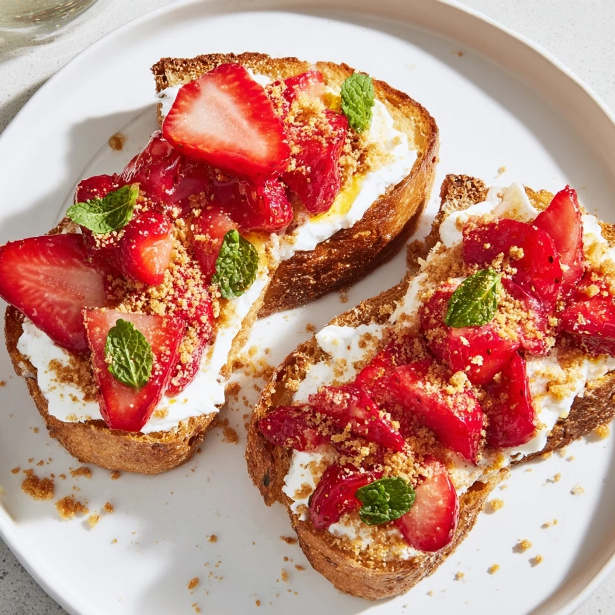 Easy to make! This Strawberry Cheesecake Toast features sweet cream cheese and macerated strawberries, ready to enjoy.