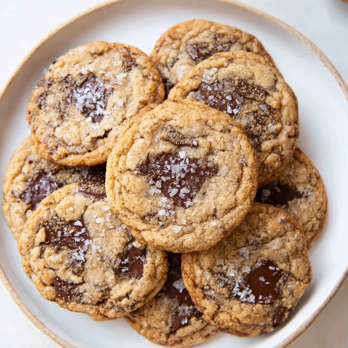 Warm, golden Miso Brown Butter Cookies sprinkled with flaky sea salt, ready to be enjoyed.