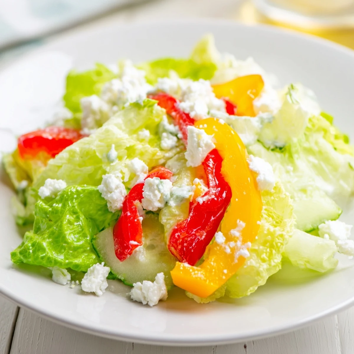 Fresh, vibrant Bella Hadid Salad with crunchy lettuce and a bright lemon dressing, perfect for lunch.
