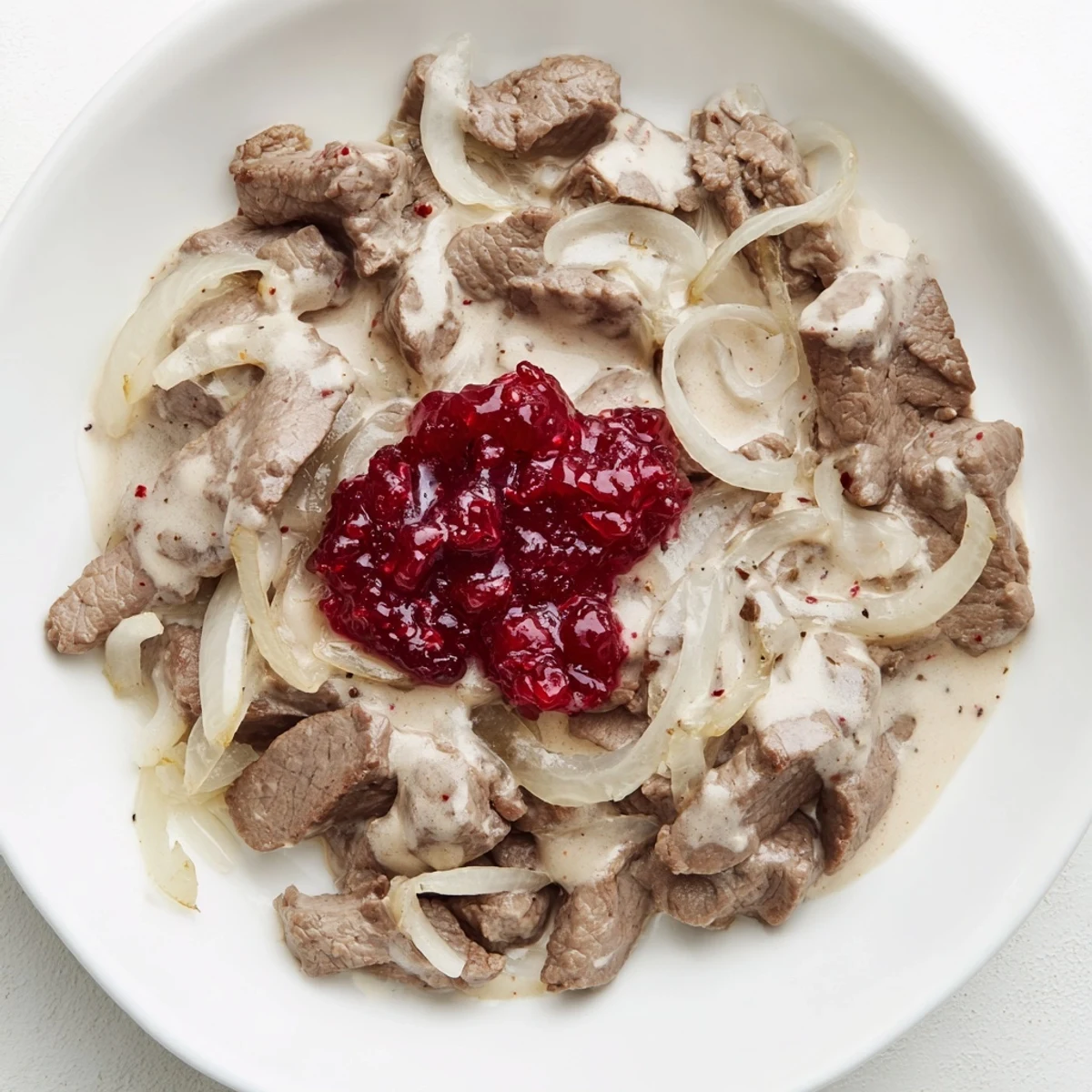 Tender Finnish reindeer stew, a hearty Nordic meal, served alongside creamy mashed potatoes.