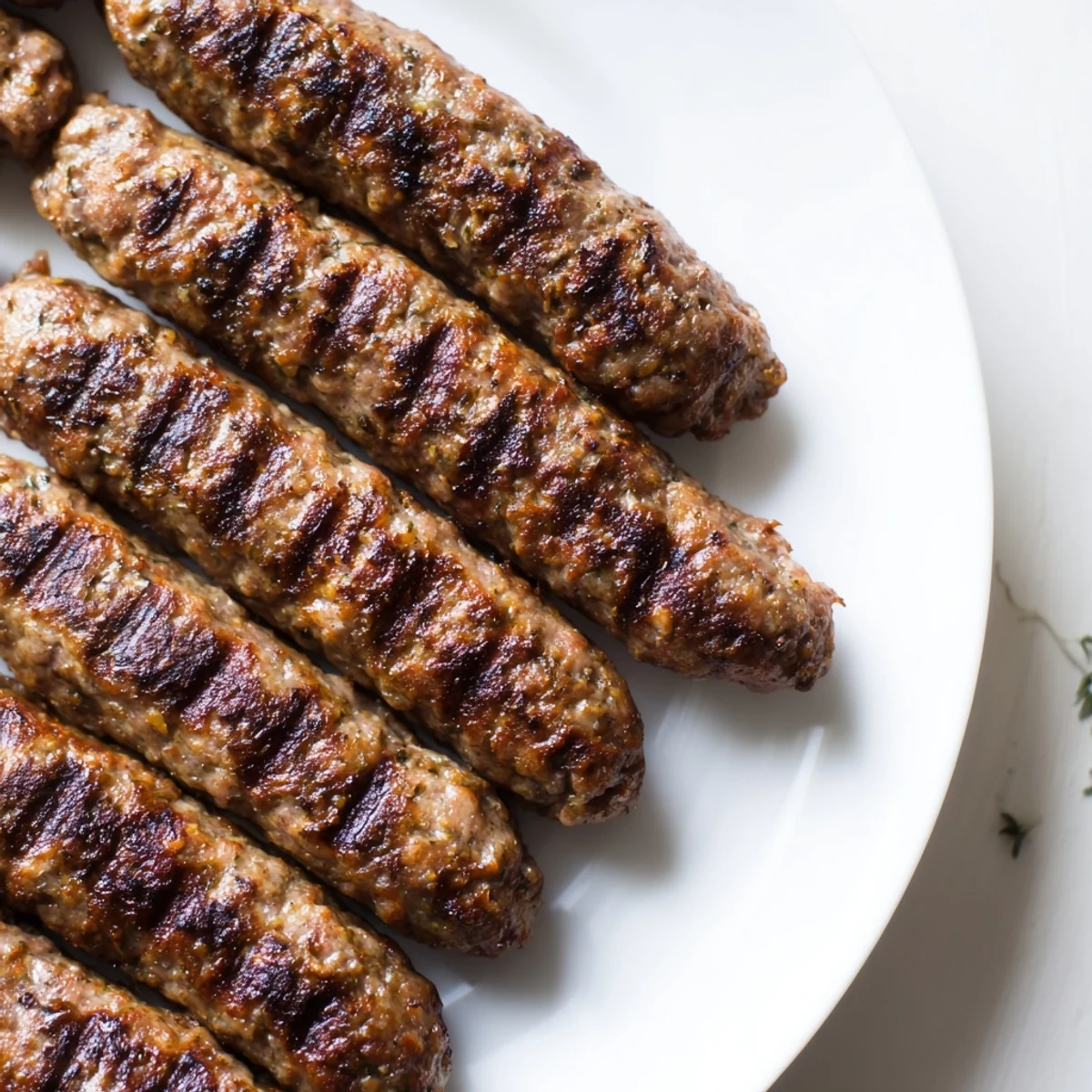 Grilled Romanian mici, a juicy and flavorful meat treat, perfect with mustard and bread.