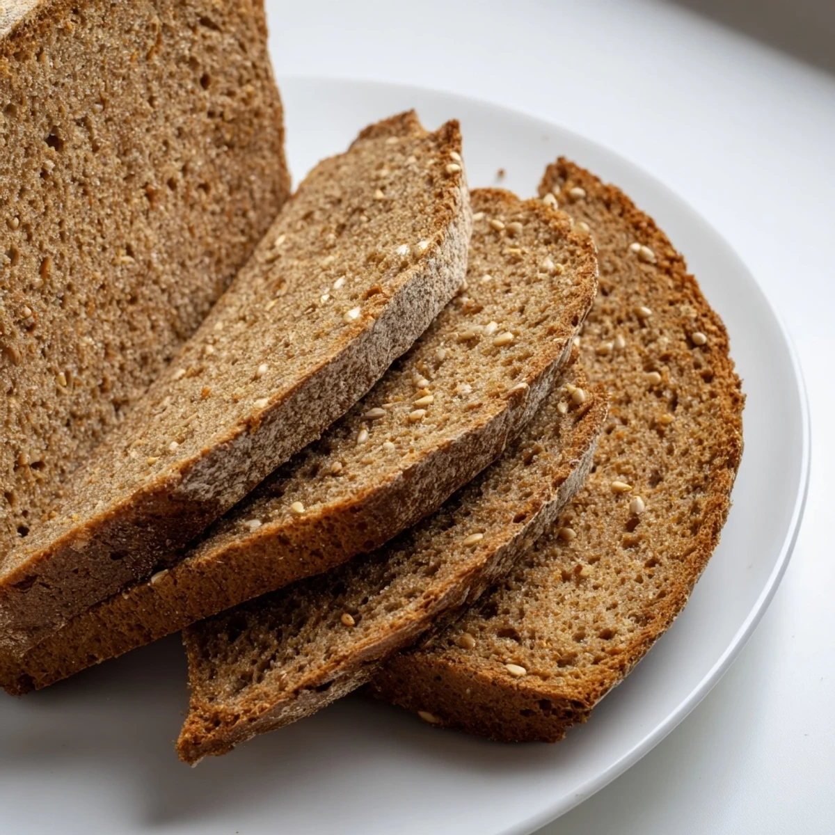 A rustic loaf of Latvian Rupjmaize bread ready for slicing, boasting a dark, crusty exterior.