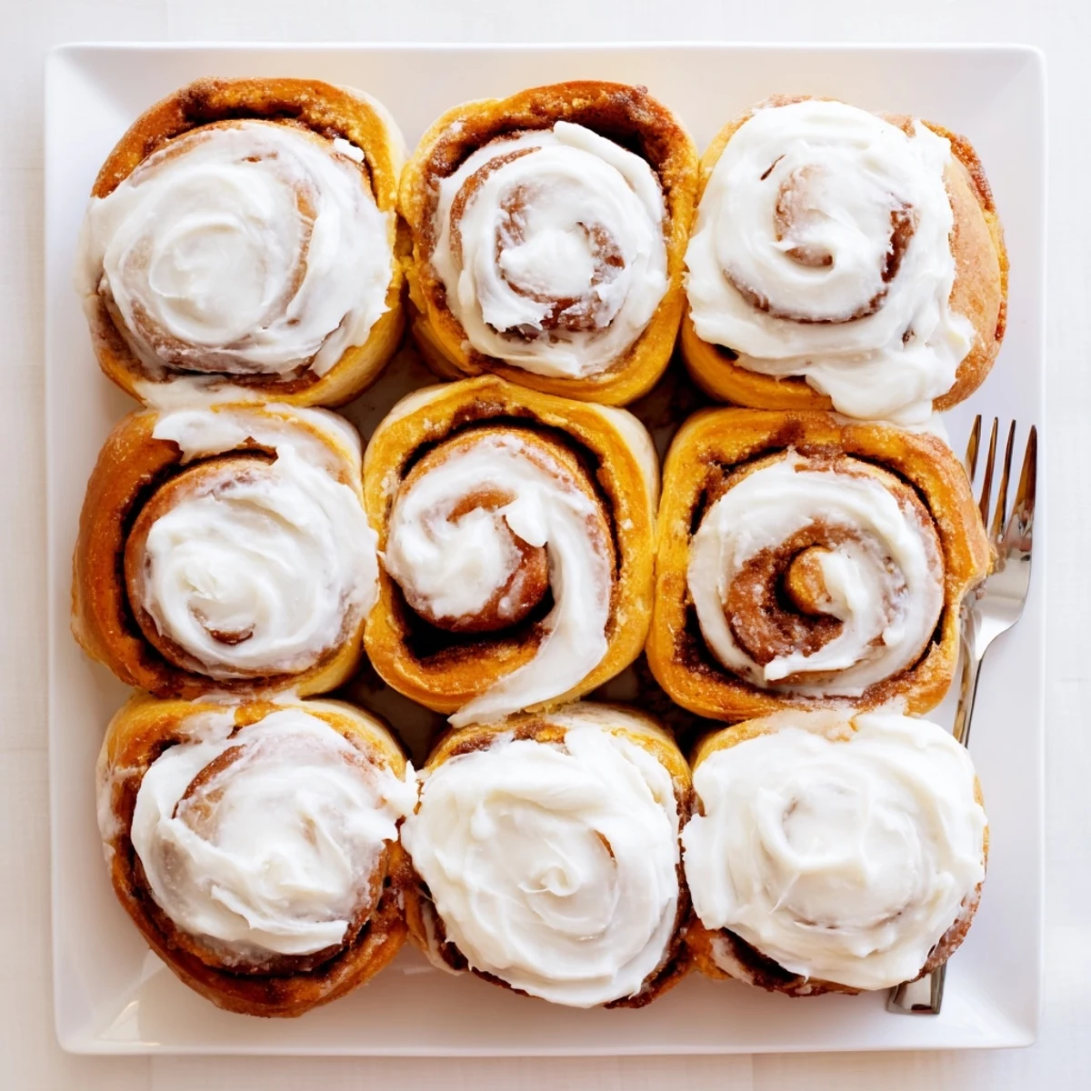 A cozy fall morning serving of soft Pumpkin Cinnamon Rolls with a side of hot coffee.