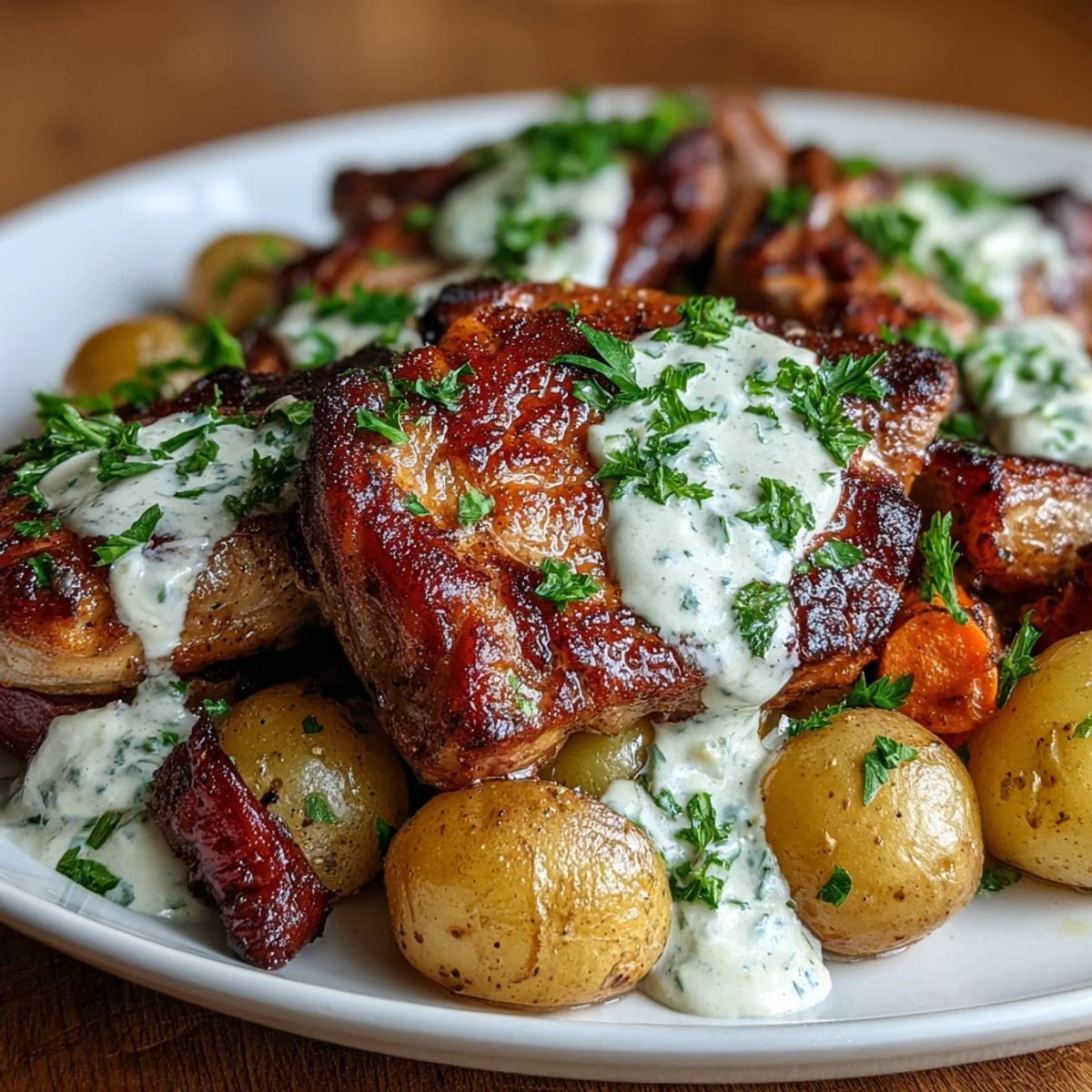 Fork-tender pork chops in a creamy ranch gravy, bubbling in the slow cooker.
