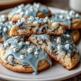 Pure Vanilla Cookie Run Kingdom sugar cookies with royal icing, decorated in blue, yellow, and white for a festive, themed look.