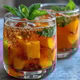 Refreshing mango peach sangria with ripe mango, juicy peaches, and citrus slices, perfect for summer picnics and family gatherings.
