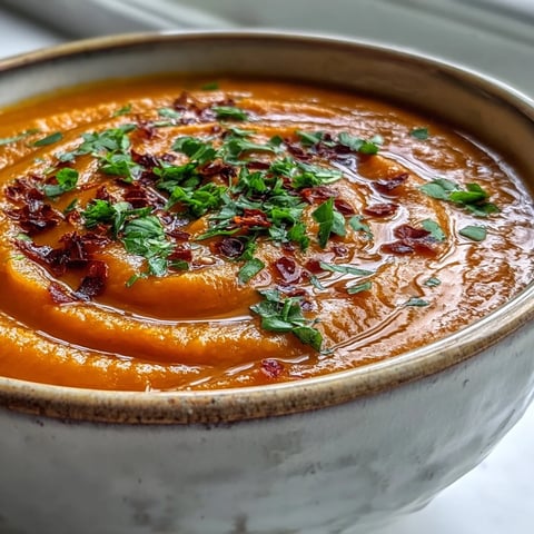 Vibrant orange Carrot, Celeriac and Chilli Soup steaming in a white bowl, topped with fresh cilantro and a swirl of creamy coconut yogurt.