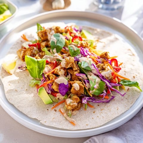 Freshly assembled Poppy-Inspired Chicken Salad Wraps, filled with crisp veggies and creamy, tasty chicken.
