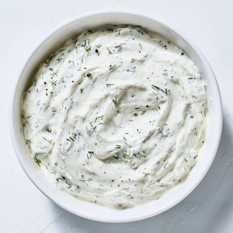 Close-up of a bowl filled with the fresh and flavorful Greek yogurt ranch dip, ready to be enjoyed.