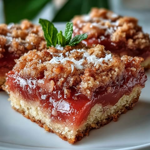 Freshly baked Guava Cake Bars with golden pastry and vibrant pink guava paste layers on a wooden board.