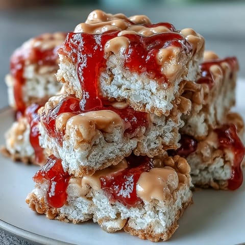 High-Protein PB&J Rice Krispie Bars