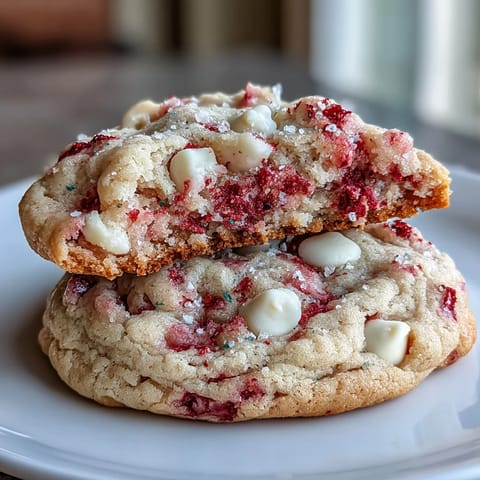 Delicious pink strawberry cookies loaded with white chocolate chips, ideal for Valentine's Day or any sweet celebration.