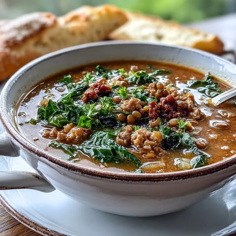 Spicy Sausage Lentil Soup