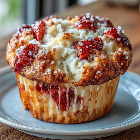 Strawberry Yogurt Muffins with fresh berries and creamy yogurt, perfect for a moist and tender breakfast treat.