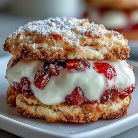 Homemade strawberry shortcake cookies with cream filling, featuring tender cookies packed with fresh strawberries and rich vanilla cream.