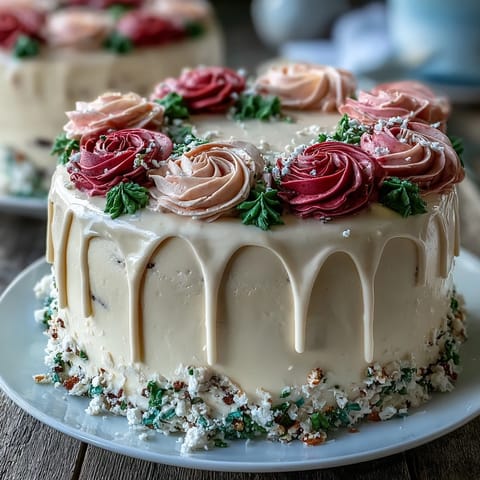 Elegant vanilla sheet cake topped with smooth buttercream and vibrant piped roses, perfect for honoring graduates in style.  