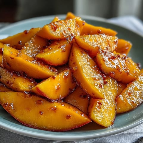 A vibrant tropical fruit platter with ripe mangoes and pineapples, garnished with fresh mint and lime wedges for a refreshing party centerpiece.