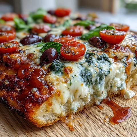 High-protein cottage cheese flatbread pizza with melted mozzarella and colorful toppings on a golden, tender base.