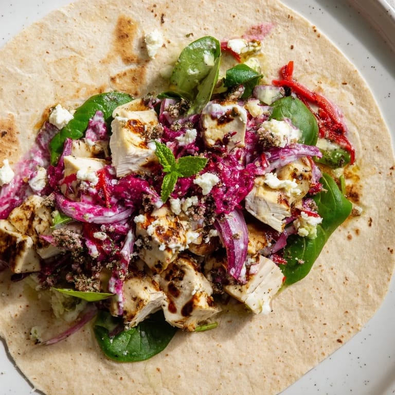 Close-up of Poppy-Inspired Chicken Salad Wraps, perfect for a quick and satisfying, protein-rich meal.