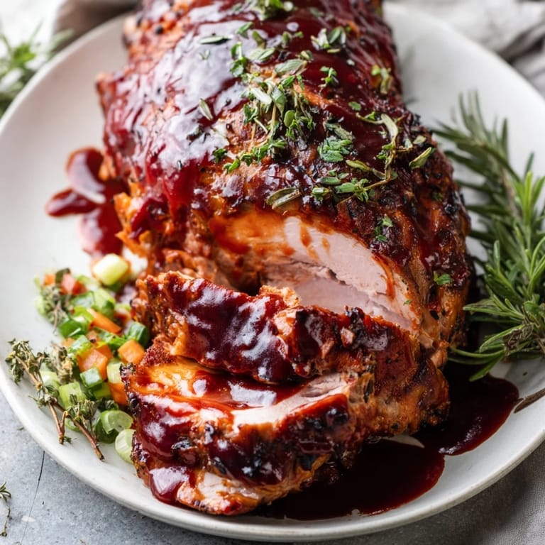 Steaming slices of fresh, delicious Everyday Herb-Sprigged Turkey Meatloaf with visible chopped herbs.