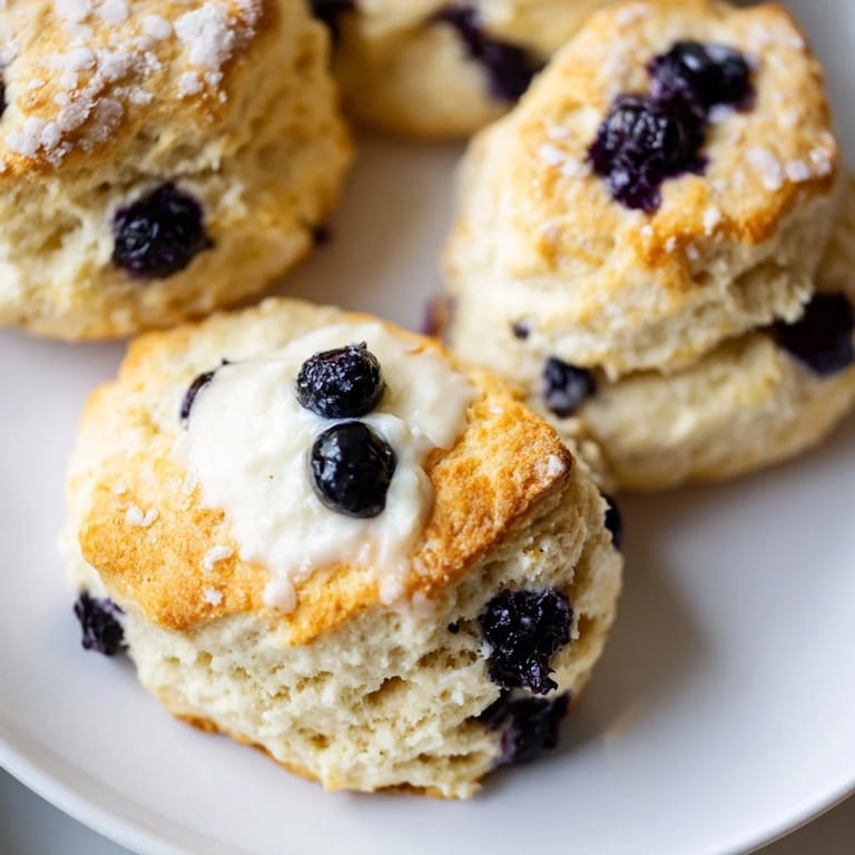Warm, freshly baked Rustic Birch-Warm Blueberry Scones, ready to be enjoyed with clotted cream and a cup of tea.