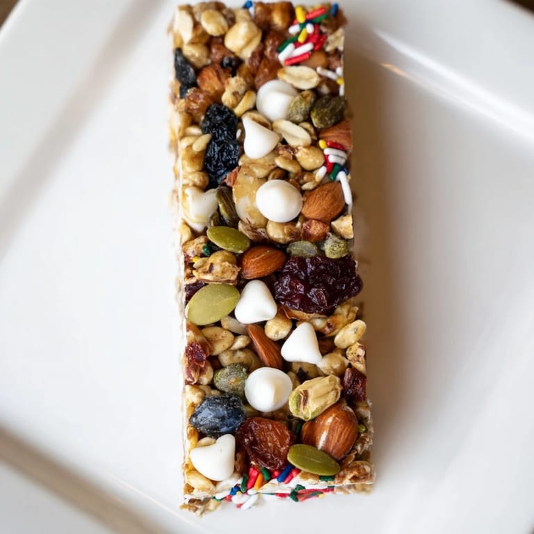 A close-up of a delightful Winter Wonderland Trail Mix Bar, showing a mix of textures and treats.