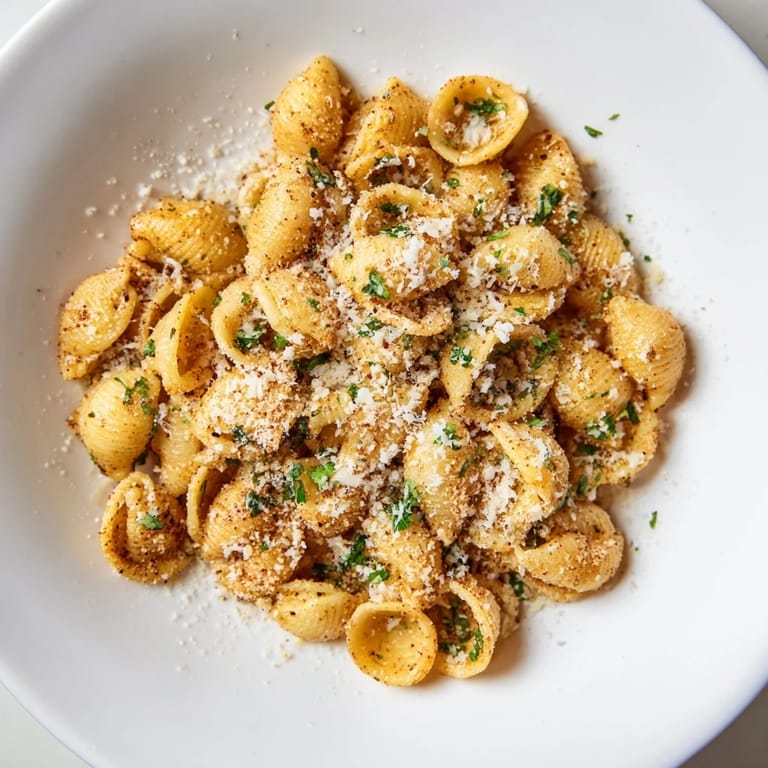 A bowl of delicious Air Fryer Pasta Gnocchi, seasoned shells perfectly air fried to a crisp texture.
