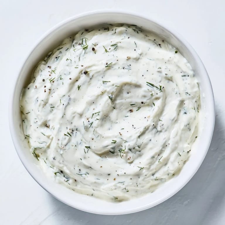 Close-up of a bowl filled with the fresh and flavorful Greek yogurt ranch dip, ready to be enjoyed.