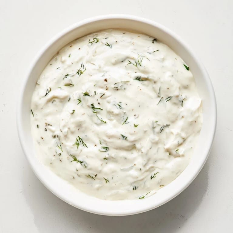 Cool, refreshing Greek yogurt ranch dip drizzled over a platter of crunchy, assorted raw vegetables.