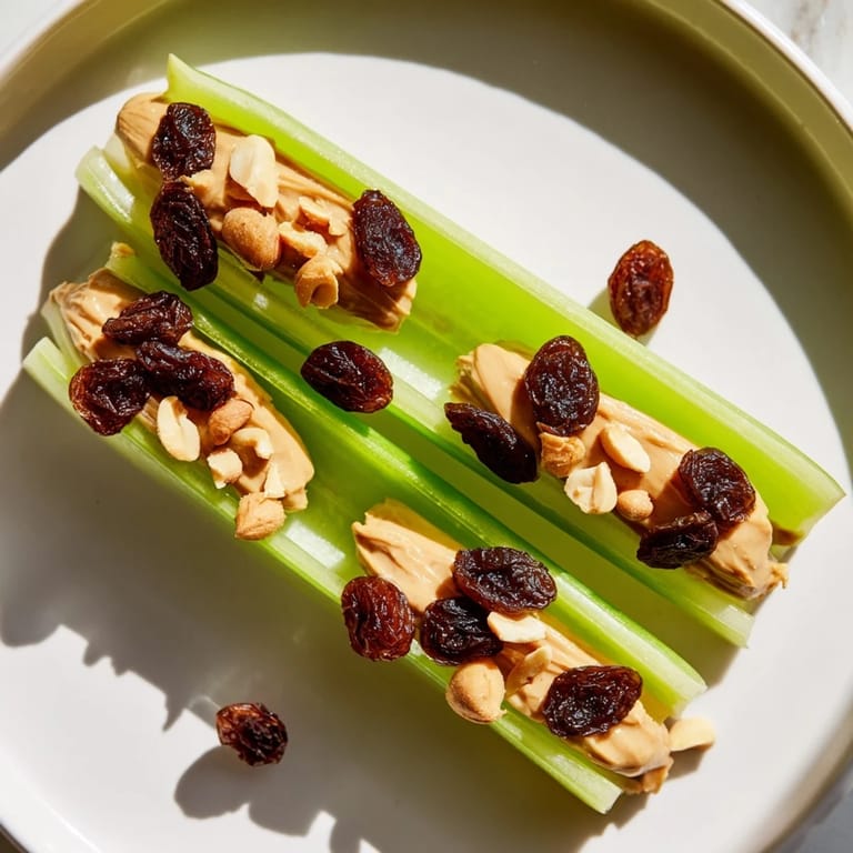 Vibrant photo of Peanut Butter Celery Sticks, a simple, delicious snack—cool, crunchy celery with peanut butter.