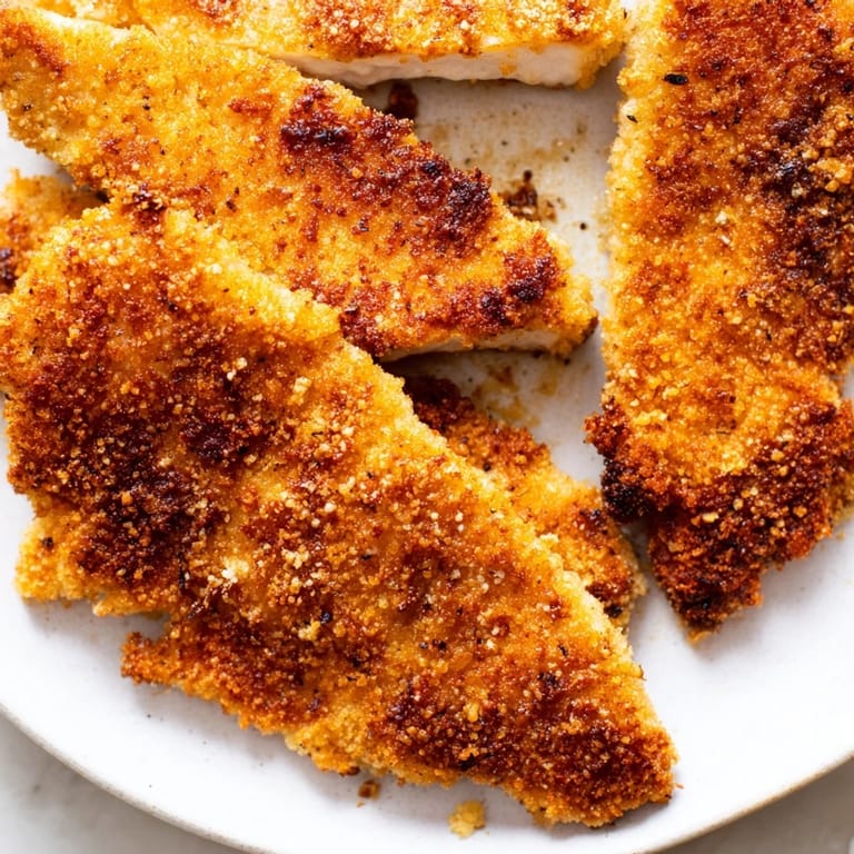 Freshly cooked, perfectly air-fried chicken cutlets, with a satisfying crunch and simple ingredients.