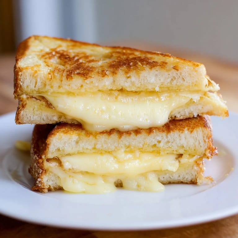 Savory Custard French Toast Grilled Cheese, perfectly golden, ready to be sliced and served.