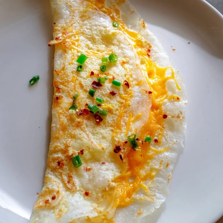 Mouthwatering, cheesy Rice Paper Egg Cheese Wrap; a fusion breakfast with a delightful crunch.