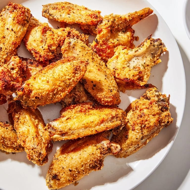 Savory Parmesan chicken wings, a game day classic, with a perfectly crunchy exterior and tender meat.