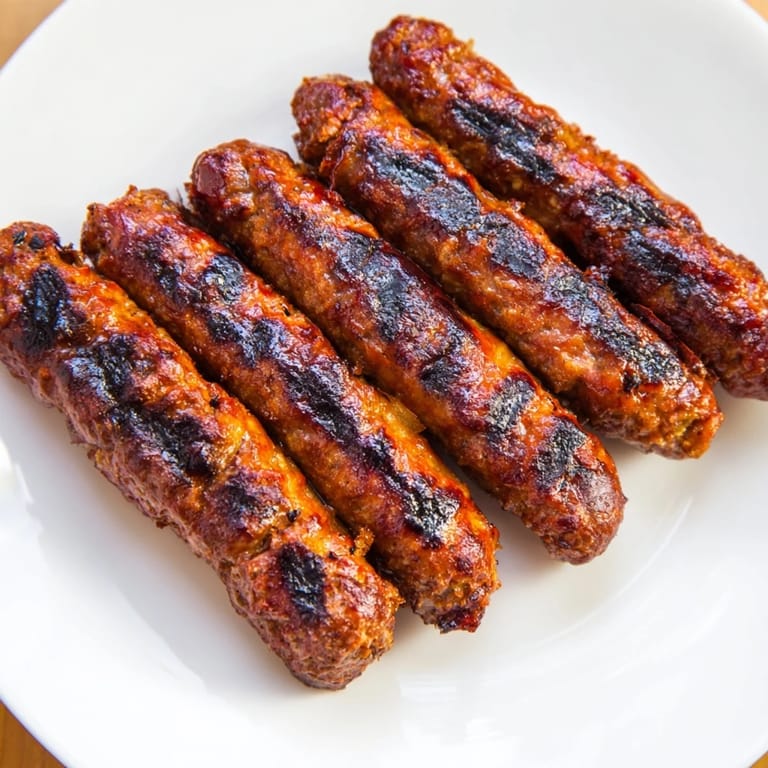 Savory and flavorful grilled Romanian mici sausages, a classic Romanian food delight, ready to eat.