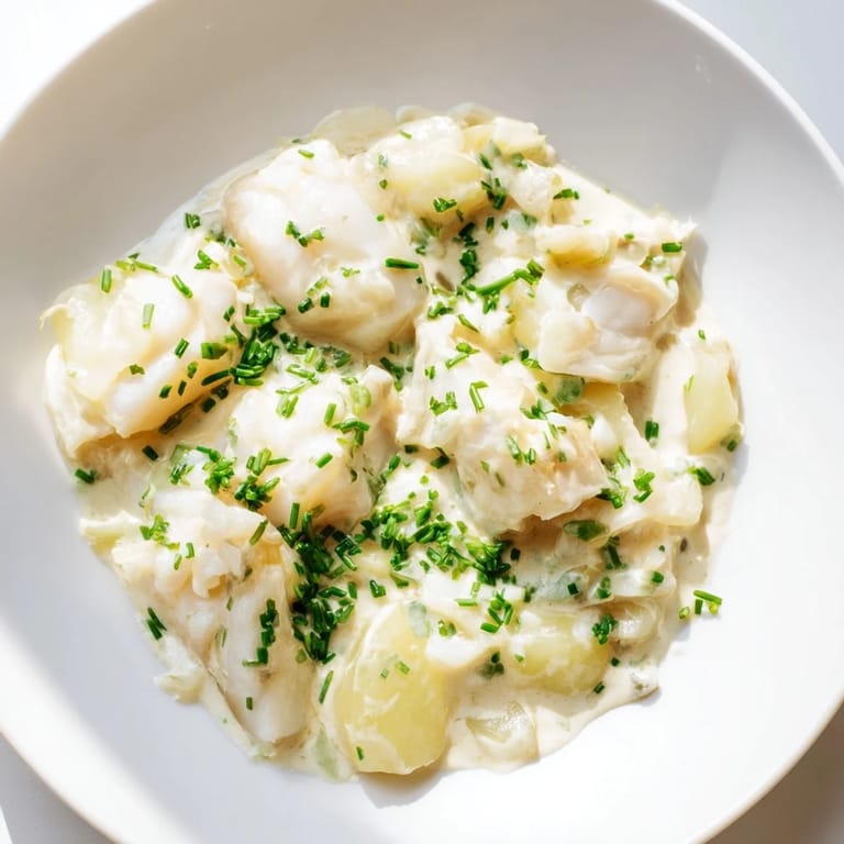 A steaming bowl of Icelandic Fish Stew featuring flaky white fish and creamy potatoes.