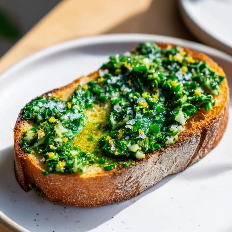 A close-up of warm Herb Butter Toast on a rustic plate, ready to be enjoyed as a snack.