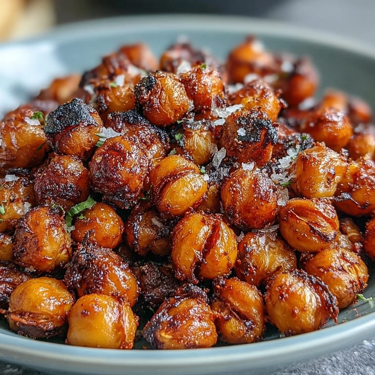 Warm spiced crispy chickpea snack, a healthy, irresistible oven-baked delight.