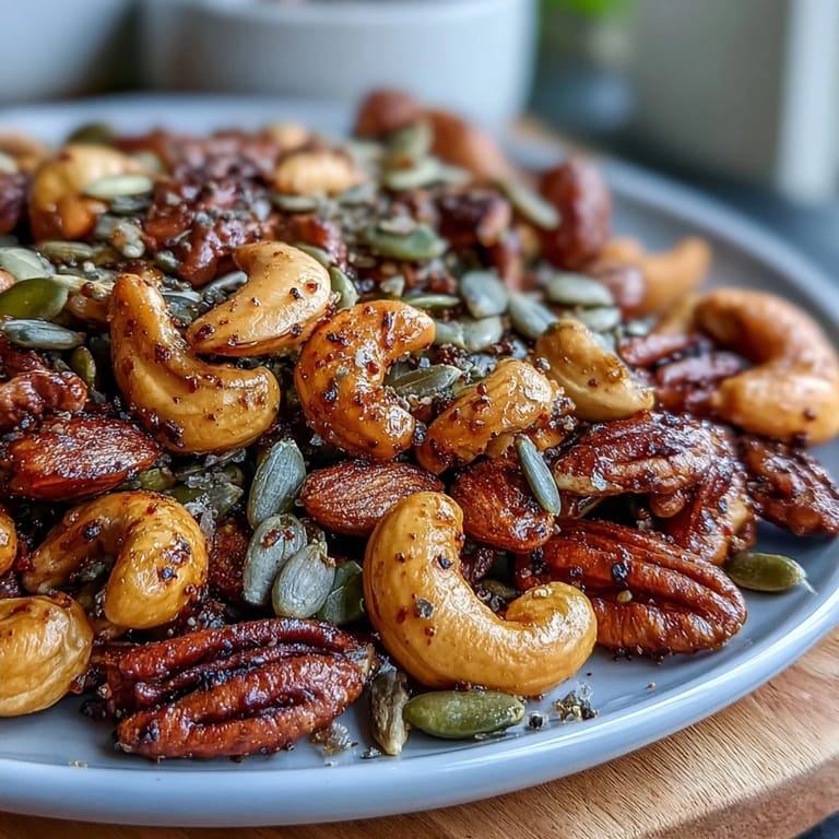 Toasted spiced nuts and seeds, a flavorful party appetizer.