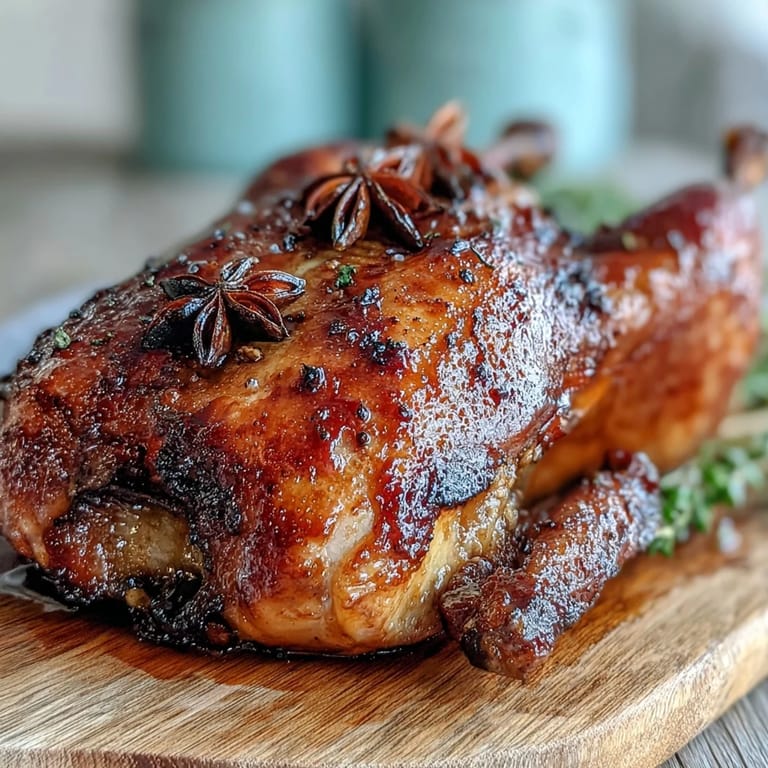 Succulent slices of Five-Spice Roast Ducks reveal tender, juicy meat on a white platter, perfect for an elegant romantic dinner for two.
