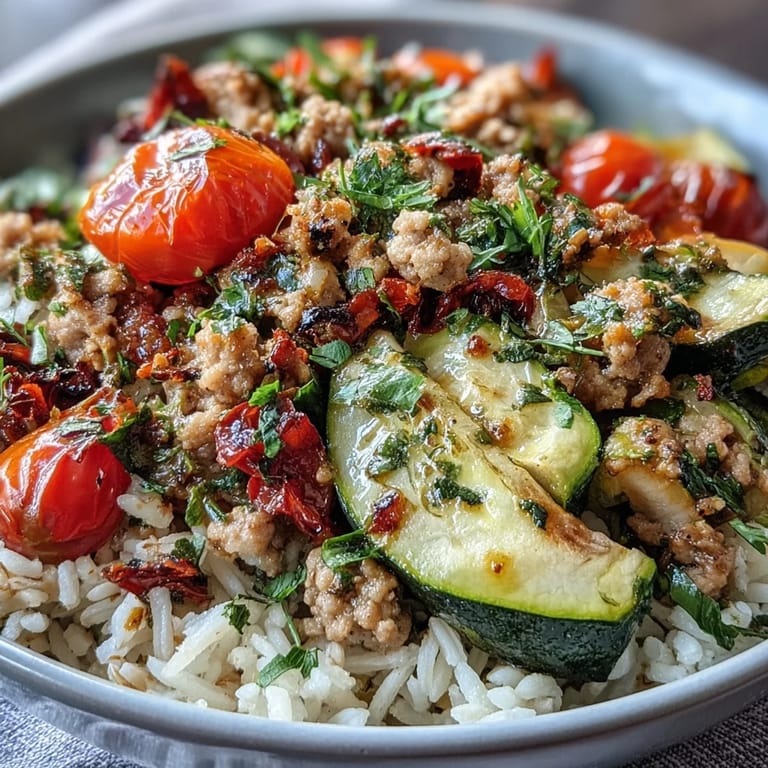 A wholesome Ground Turkey Bowl features seasoned meat, caramelized vegetables, and whole grains, perfect for an easy high-protein weeknight dinner.