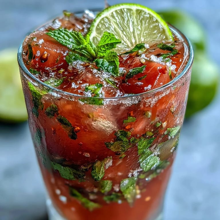 A refreshing Guava Mojito cocktail featuring vibrant pink guava nectar and fresh lime wedges.