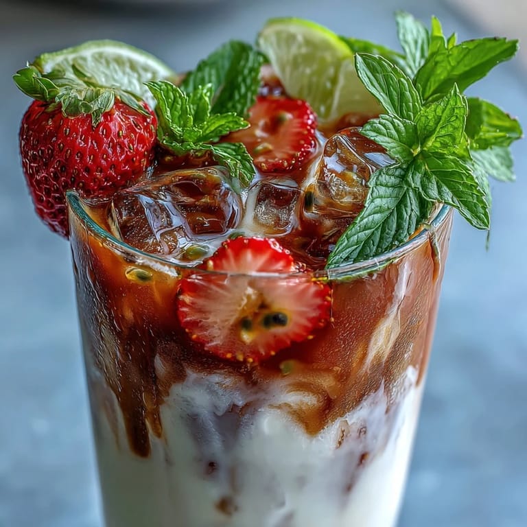 A frothy pitcher of DIY Iced Guava Passionfruit Drink featuring vibrant pink tones, pineapple chunks, and a creamy coconut swirl.