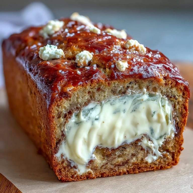 Thick swirls of cinnamon cream cheese peek through the tender banana bread-inspired Cream Cheese Cinnamon Swirl Protein Loaf.